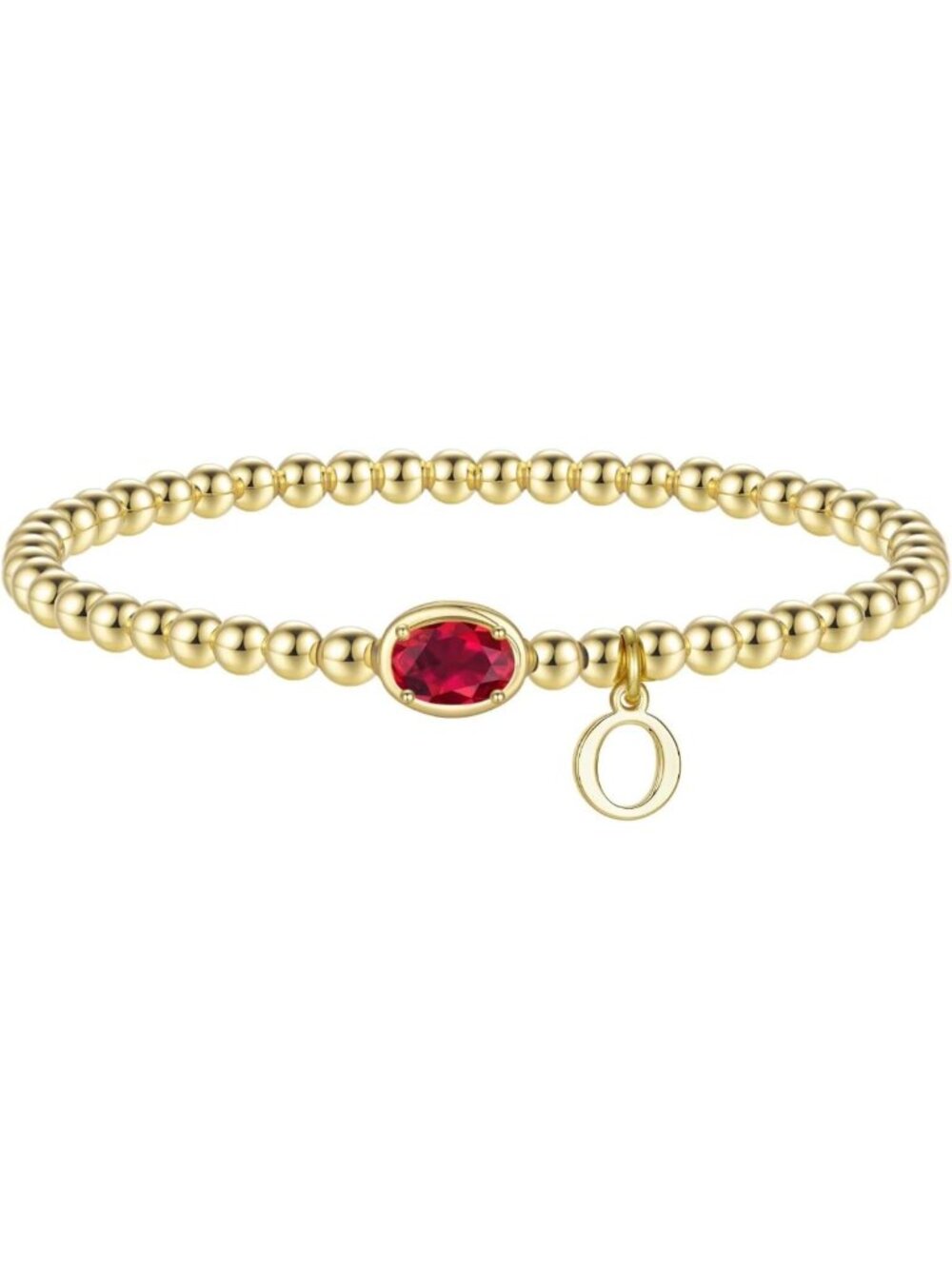 Personalized Birthstone Initial Bracelet for Women, A-Z Beaded Charm Jewelry